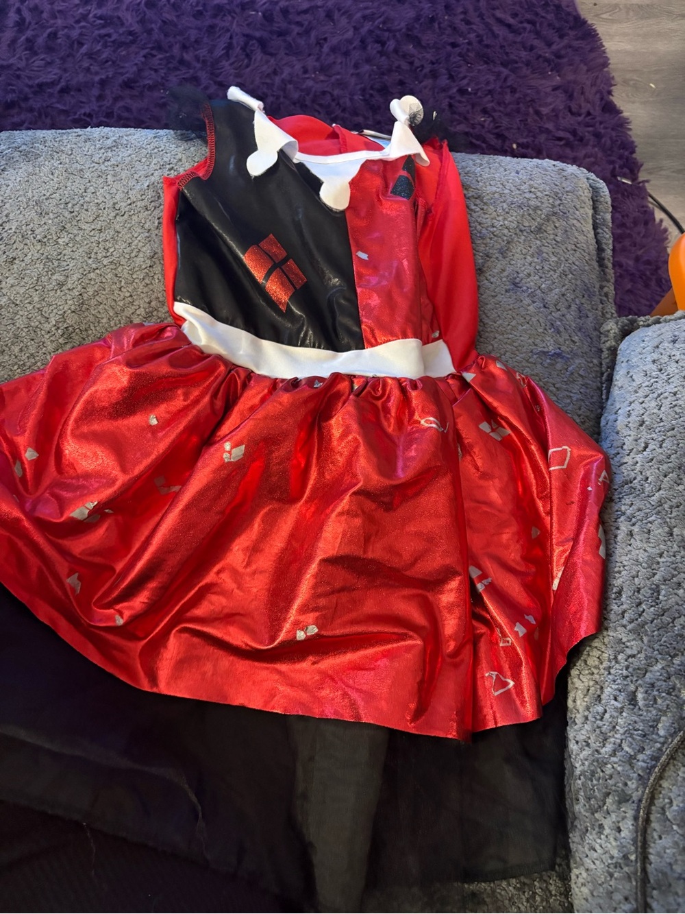 Girls Red and Black Harlequin Halloween Costume Dress